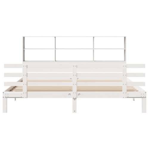 Krevet s regalom z knjige bez madraca bijeli 180x200cm borovina - Bijela 180 x 200 cm Cijena