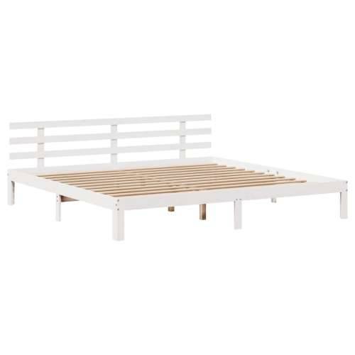 Krevet s regalom z knjige bez madraca bijeli 180x200cm borovina - Bijela 180 x 200 cm Cijena