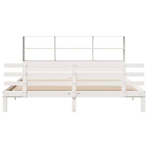 Krevet s regalom z knjige bez madraca bijeli 200x200cm borovina - Bijela 200 x 200 cm Cijena