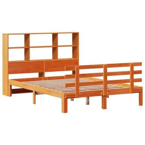 Krevet s regalom za knjige bez madraca 135 x 190 cm od borovine - Voštano smeđa 135 x 190 cm Cijena