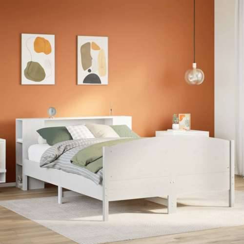 Krevet s regalom z knjige bez madraca bijeli 140x190cm borovina - Bijela 140 x 190 cm Cijena