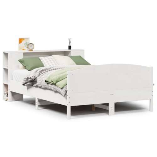 Krevet s regalom z knjige bez madraca bijeli 140x190cm borovina - Bijela 140 x 190 cm Cijena