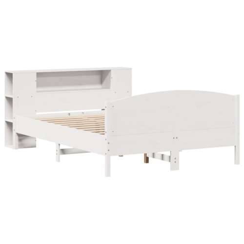 Krevet s regalom z knjige bez madraca bijeli 140x190cm borovina - Bijela 140 x 190 cm Cijena