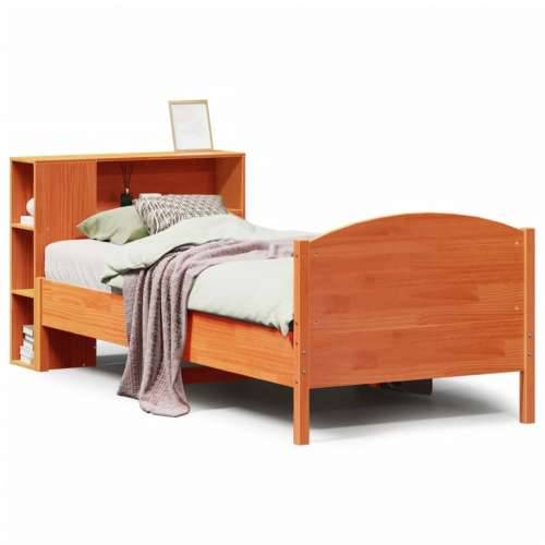 Krevet s regalom za knjige bez madraca 75 x 190 cm od borovine - Voštano smeđa 75 x 190 cm Cijena