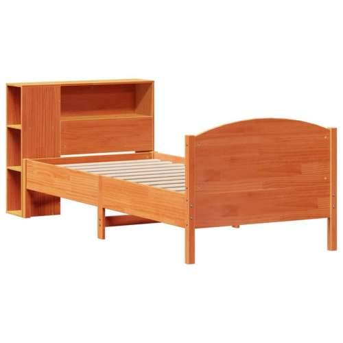 Krevet s regalom za knjige bez madraca 75 x 190 cm od borovine - Voštano smeđa 75 x 190 cm Cijena