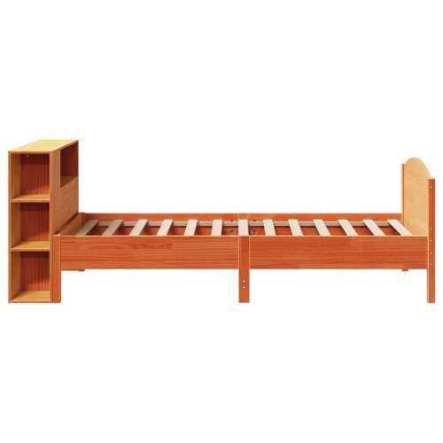 Krevet s regalom za knjige bez madraca 75 x 190 cm od borovine - Voštano smeđa 75 x 190 cm Cijena