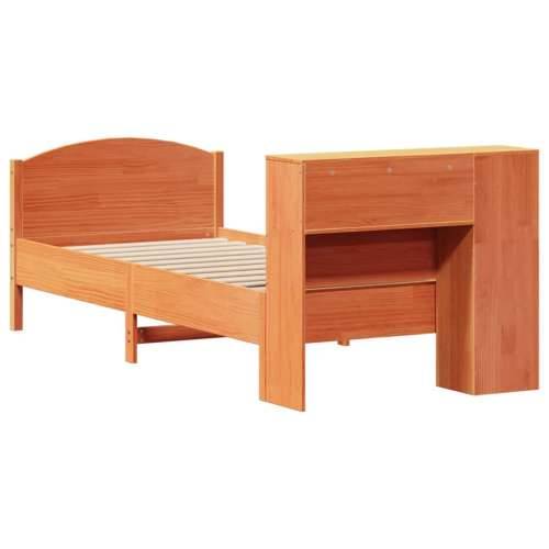 Krevet s regalom za knjige bez madraca 75 x 190 cm od borovine - Voštano smeđa 75 x 190 cm Cijena