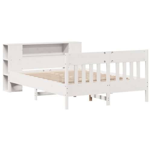 Krevet s regalom z knjige bez madraca bijeli 140x190cm borovina - Bijela 140 x 190 cm Cijena