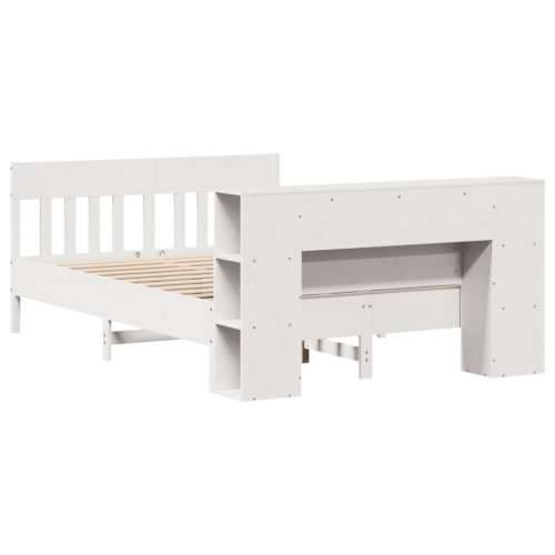 Krevet s regalom z knjige bez madraca bijeli 140x190cm borovina - Bijela 140 x 190 cm Cijena