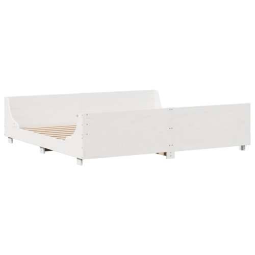 Krevet s regalom za knjige bez madraca bijeli 200x200cm od drva - Bijela 200 x 200 cm Cijena