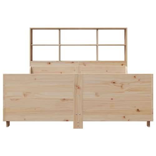 Krevet s regalom za knjige bez madraca 140x190 cm masivno drvo - Smeđa 140 x 190 cm Cijena