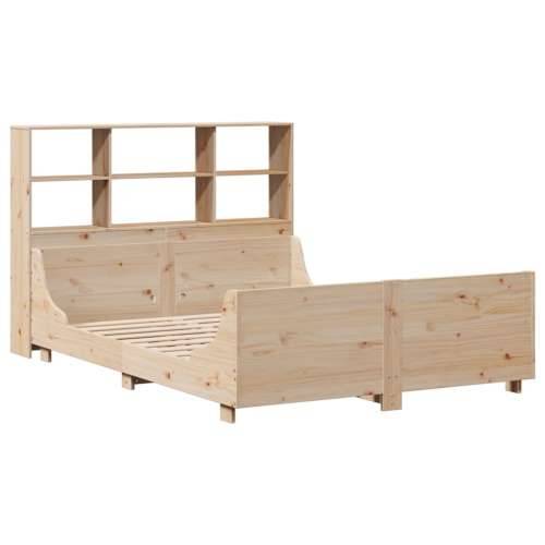 Krevet s regalom za knjige bez madraca 120x190 cm masivno drvo - Smeđa 120 x 190 cm Cijena