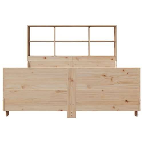 Krevet s regalom za knjige bez madraca 120x190 cm masivno drvo - Smeđa 120 x 190 cm Cijena