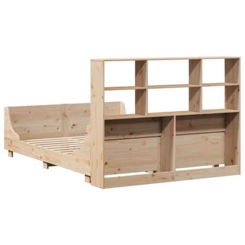 Krevet s regalom za knjige bez madraca 120x190 cm masivno drvo - Smeđa 120 x 190 cm Cijena