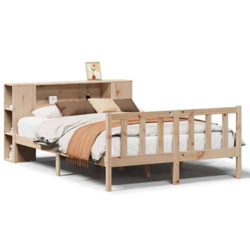 Krevet s regalom za knjige bez madraca 150 x 200 cm od borovine - Prirodna 150 x 200 cm Cijena