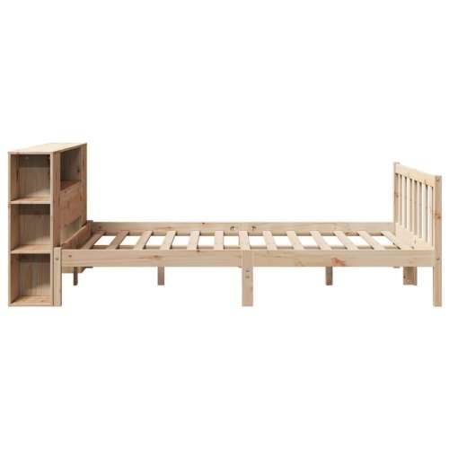 Krevet s regalom za knjige bez madraca 150 x 200 cm od borovine - Prirodna 150 x 200 cm Cijena