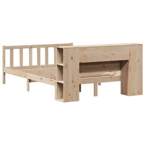 Krevet s regalom za knjige bez madraca 150 x 200 cm od borovine - Prirodna 150 x 200 cm Cijena