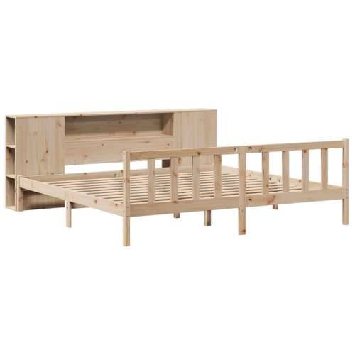 Krevet s regalom za knjige bez madraca 200 x 200 cm od borovine - Prirodna 200 x 200 cm Cijena