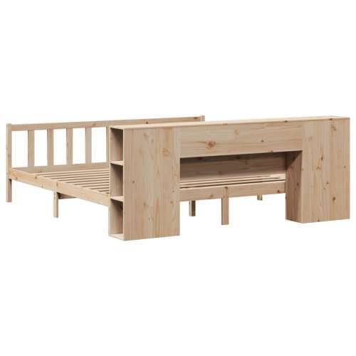 Krevet s regalom za knjige bez madraca 200 x 200 cm od borovine - Prirodna 200 x 200 cm Cijena