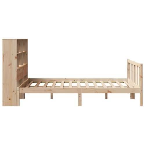 Krevet s regalom za knjige bez madraca 160x200 cm od borovine - Prirodna 160 x 200 cm Cijena