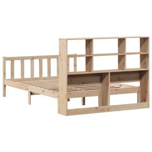Krevet s regalom za knjige bez madraca 160x200 cm od borovine - Prirodna 160 x 200 cm Cijena