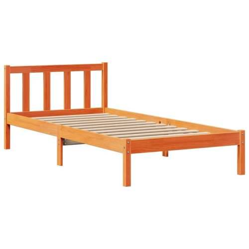 Krevet s regalom za knjige bez madraca 100 x 200 cm od borovine - Voštano smeđa 100 x 200 cm Cijena