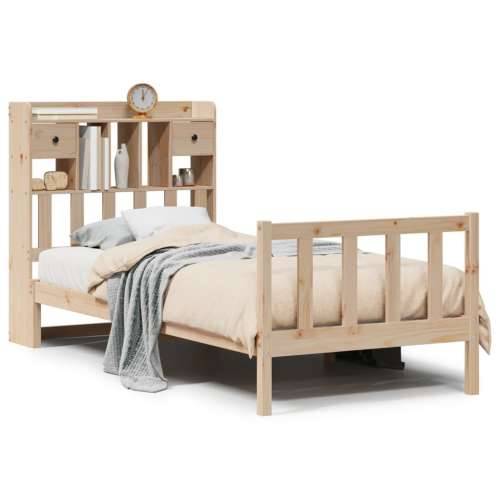 Krevet s regalom za knjige bez madraca 90x190 cm od borovine - Prirodna 90 x 190 cm Cijena