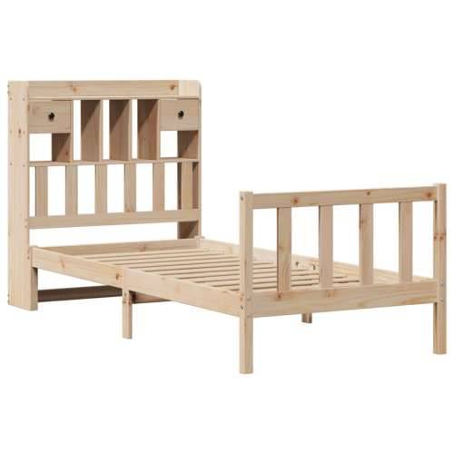 Krevet s regalom za knjige bez madraca 90x190 cm od borovine - Prirodna 90 x 190 cm Cijena