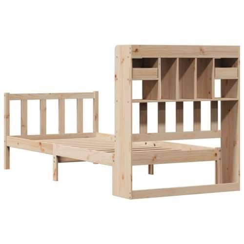 Krevet s regalom za knjige bez madraca 90x190 cm od borovine - Prirodna 90 x 190 cm Cijena