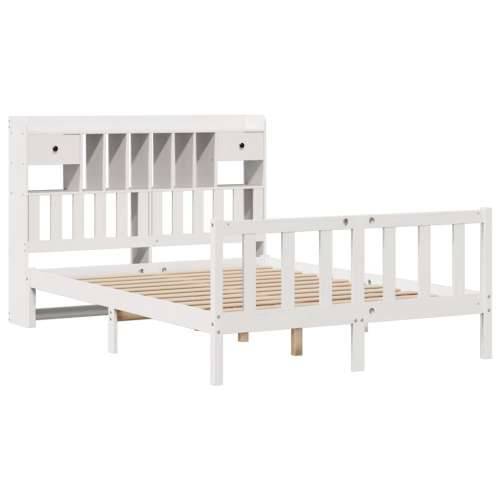 Krevet s regalom z knjige bez madraca bijeli 140x190cm borovina - Bijela 140 x 190 cm Cijena