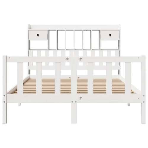 Krevet s regalom z knjige bez madraca bijeli 140x190cm borovina - Bijela 140 x 190 cm Cijena