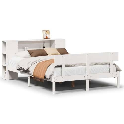 Krevet s regalom z knjige bez madraca bijeli 135x190cm borovina - Bijela 135 x 190 cm Cijena