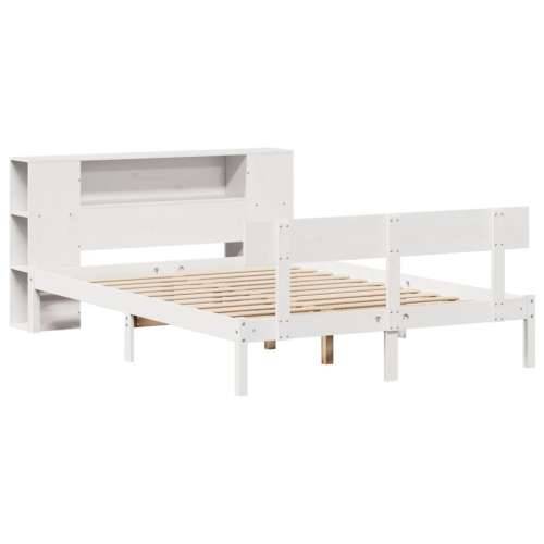 Krevet s regalom z knjige bez madraca bijeli 135x190cm borovina - Bijela 135 x 190 cm Cijena