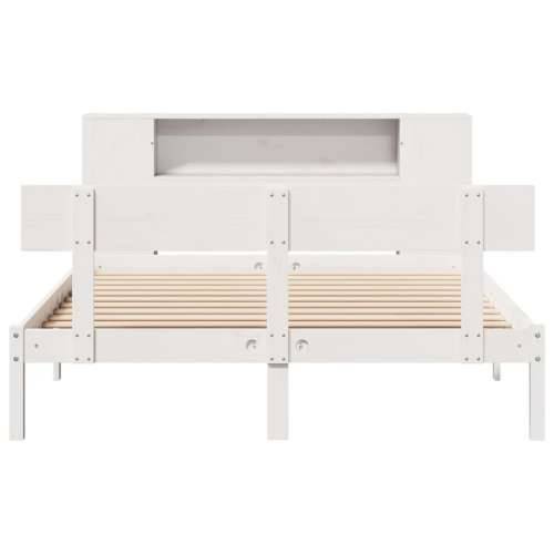 Krevet s regalom z knjige bez madraca bijeli 135x190cm borovina - Bijela 135 x 190 cm Cijena