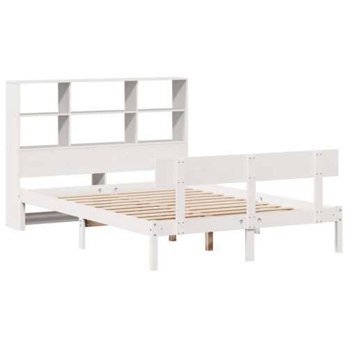 Krevet s regalom z knjige bez madraca bijeli 120x200cm borovina - Bijela 120 x 200 cm Cijena