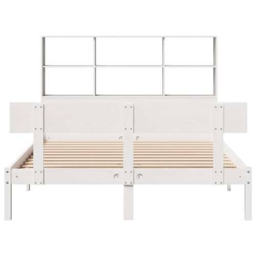 Krevet s regalom z knjige bez madraca bijeli 120x200cm borovina - Bijela 120 x 200 cm Cijena
