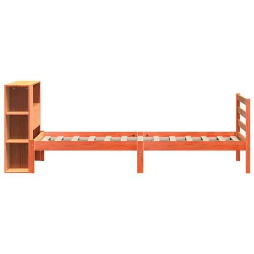 Krevet s regalom za knjige bez madraca 75 x 190 cm masivno drvo - Voštano smeđa 75 x 190 cm Cijena