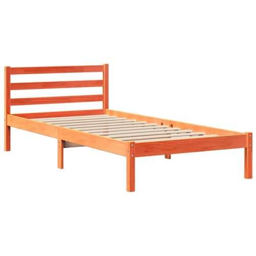 Krevet s regalom za knjige bez madraca 75 x 190 cm masivno drvo - Voštano smeđa 75 x 190 cm Cijena