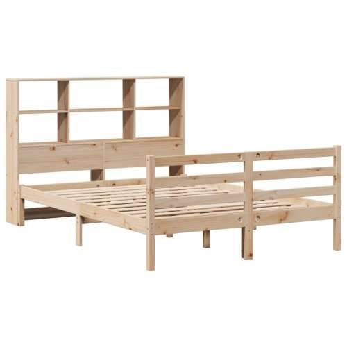 Krevet s regalom za knjige bez madraca 120x190 cm od borovine - Prirodna 120 x 190 cm Cijena