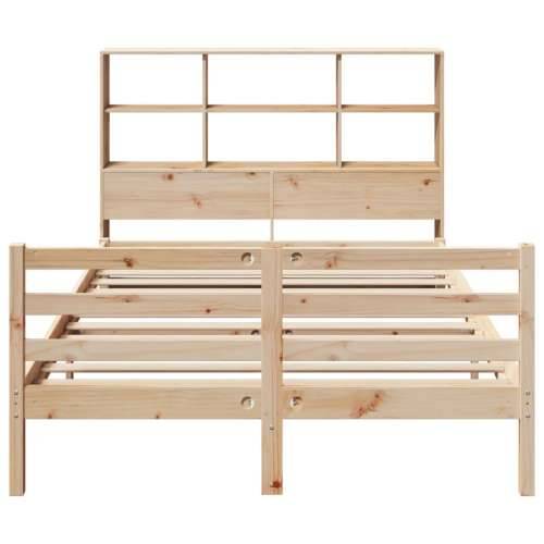 Krevet s regalom za knjige bez madraca 120x190 cm od borovine - Prirodna 120 x 190 cm Cijena