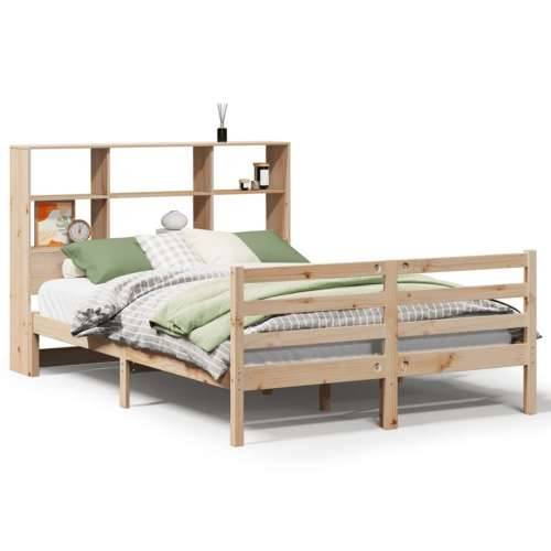 Krevet s regalom za knjige bez madraca 140x190 cm od borovine - Prirodna 140 x 190 cm Cijena