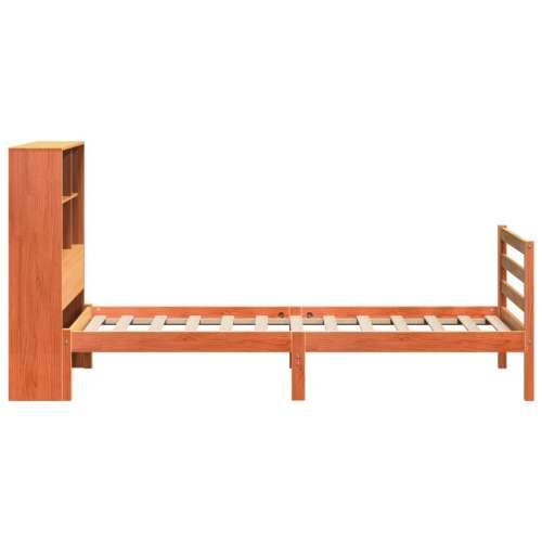 Krevet s regalom za knjige bez madraca 75 x 190 cm masivno drvo - Voštano smeđa 75 x 190 cm Cijena