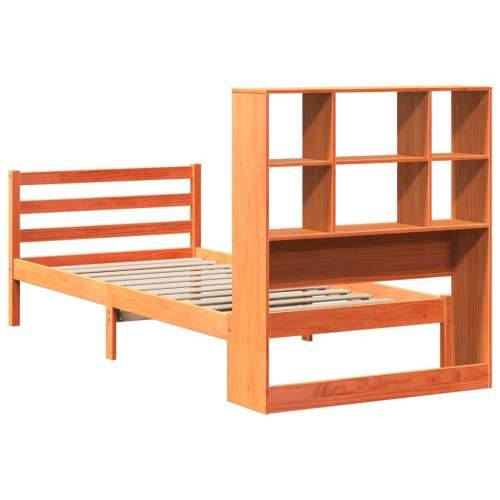 Krevet s regalom za knjige bez madraca 75 x 190 cm masivno drvo - Voštano smeđa 75 x 190 cm Cijena