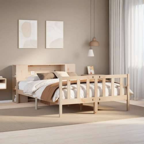 Krevet s regalom za knjige bez madraca 120x190 cm od borovine - Prirodna 120 x 190 cm Cijena