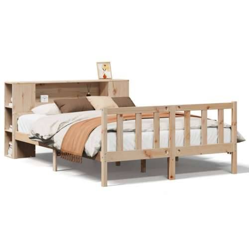 Krevet s regalom za knjige bez madraca 120x190 cm od borovine - Prirodna 120 x 190 cm Cijena