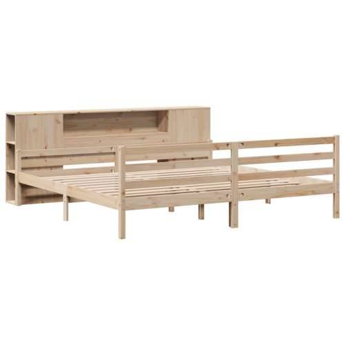 Krevet s regalom za knjige bez madraca 200 x 200 cm od borovine - Prirodna 200 x 200 cm Cijena
