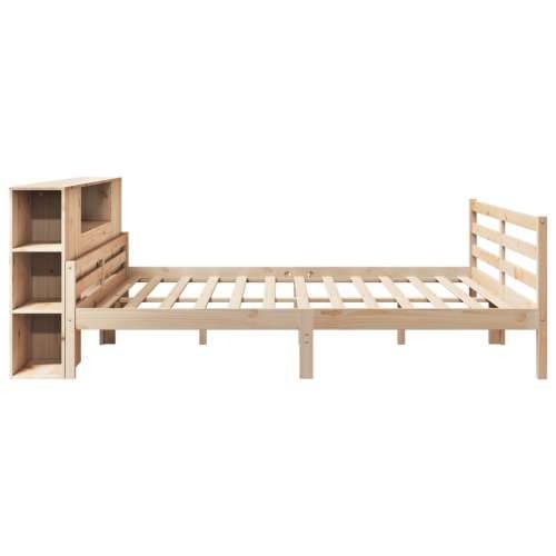 Krevet s regalom za knjige bez madraca 200 x 200 cm od borovine - Prirodna 200 x 200 cm Cijena