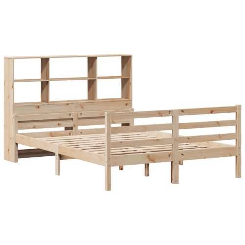 Krevet s regalom za knjige bez madraca 150 x 200 cm od borovine - Prirodna 150 x 200 cm Cijena