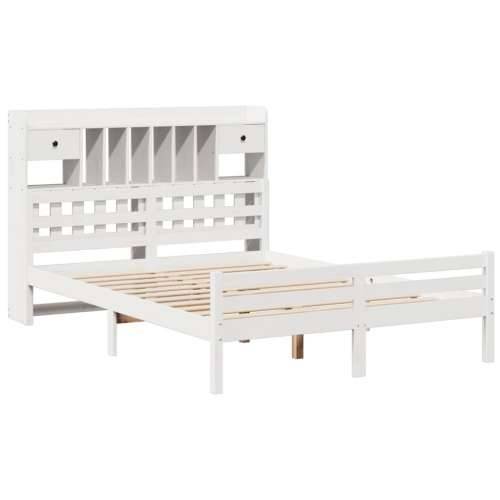 Krevet s regalom z knjige bez madraca bijeli 150x200cm borovina - Bijela 150 x 200cm Cijena