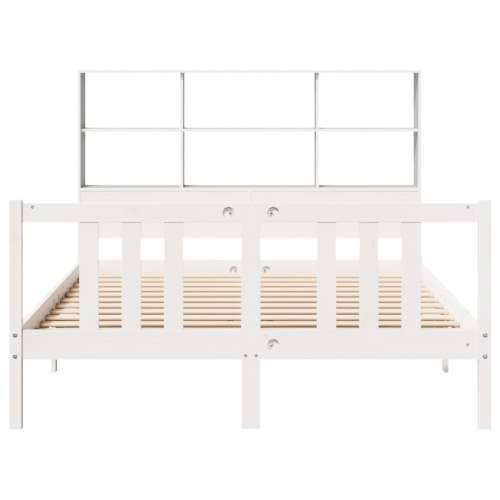 Krevet s regalom z knjige bez madraca bijeli 140x200cm borovina - Bijela 140 x 200 cm Cijena